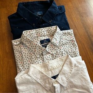 Men’s Classic Fit Short Sleeve Button Up Shirt Bundle- Size L | 3 Pack | George
